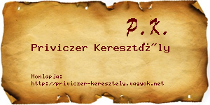 Priviczer Keresztély névjegykártya